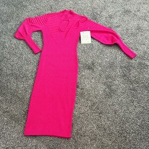 Hot pink knit dress